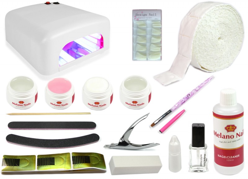 XXL Nail Einsteiger STARTER SET UV Gele 4 x 5ml UV Lampe weiss Set-73