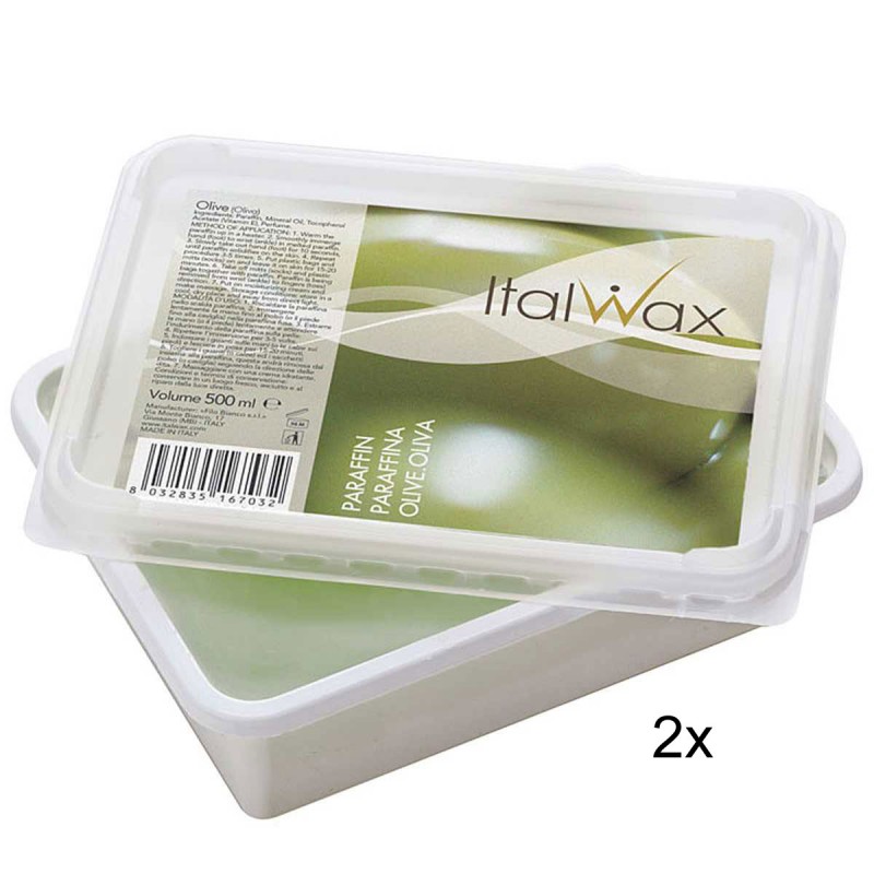 ItalWax 2 x 500ml Paraffin Paraffinbad Wachs Olive Doppelpack Oliva