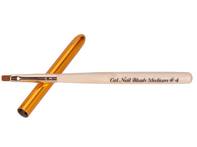 Gel Pinsel Gr.4 Holz Design mit Deckel in Gold Gerade AGB-141