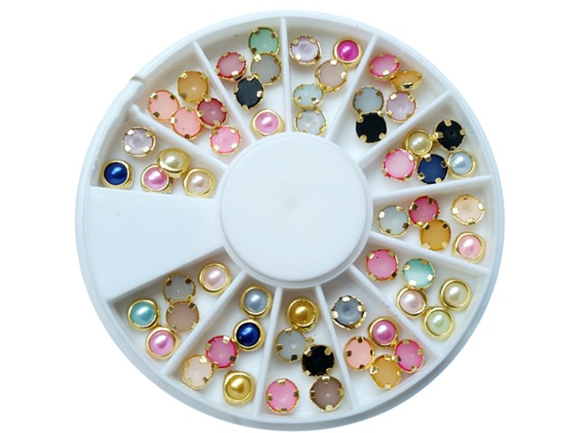 48 Runde Perlen mit Ring in 7 Farben APS-824