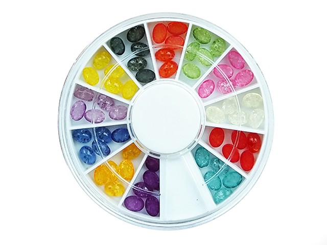 60 Ovale Nailart Straßsteine in 12 Farben RNAR-215