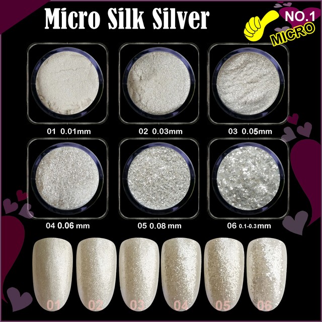 6er Set Micro Silk Silver Mirror Effekt Puder Chrom Pigment AGP-201