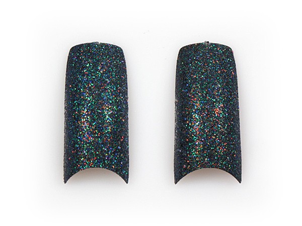 70 Stück FRENCH-TIPS in Tip Box GLITTER-SCHWARZ