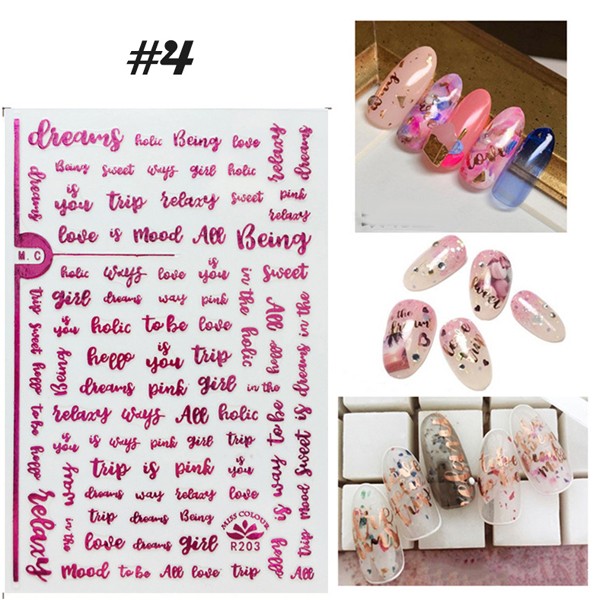 Nail Art STICKER Aufkleber Motiv Wörter Girl Love Pink R203